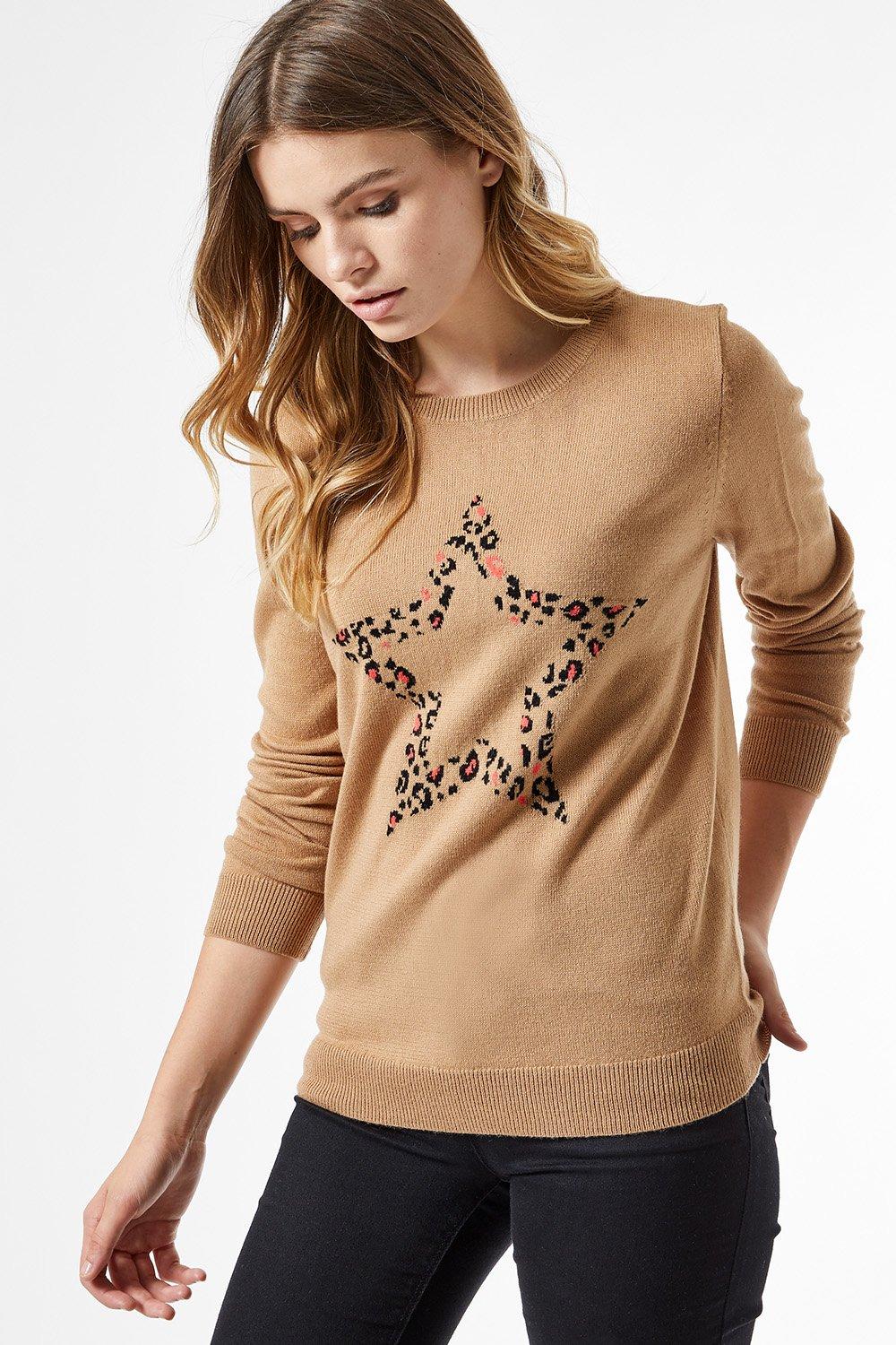 Animal print star on sale jumper